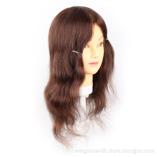 Cosmetology hairdressing 100 human hair training head short black hair for salon
